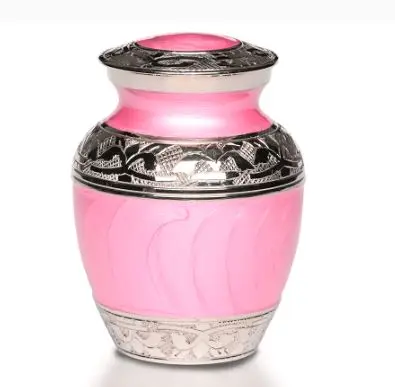 Pet Decorative Aluminum Cremation Urns Round Shaped Memorial Jars With Glossy Powder Coat For Funeral Adult Metal Box For Ashes