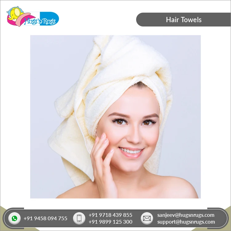 Best in Quality Multicolor Quick Dry Soft Luxury Rectangle 100% Cotton Hair Wrap Towels for Women from Top Seller