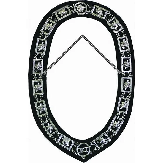 Knights Templar Masonic Chain Collar Gold Silver with Free Case Emblem Chain Silver Plated Customized Masonic Regalia