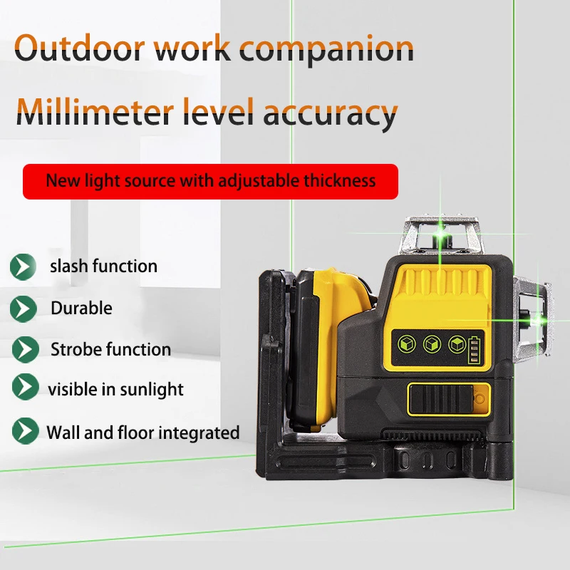 Super Cheap industrial laser level 12 lines 3d self-leveling 360 lithium battery green beams nivel laser Rotary laser level