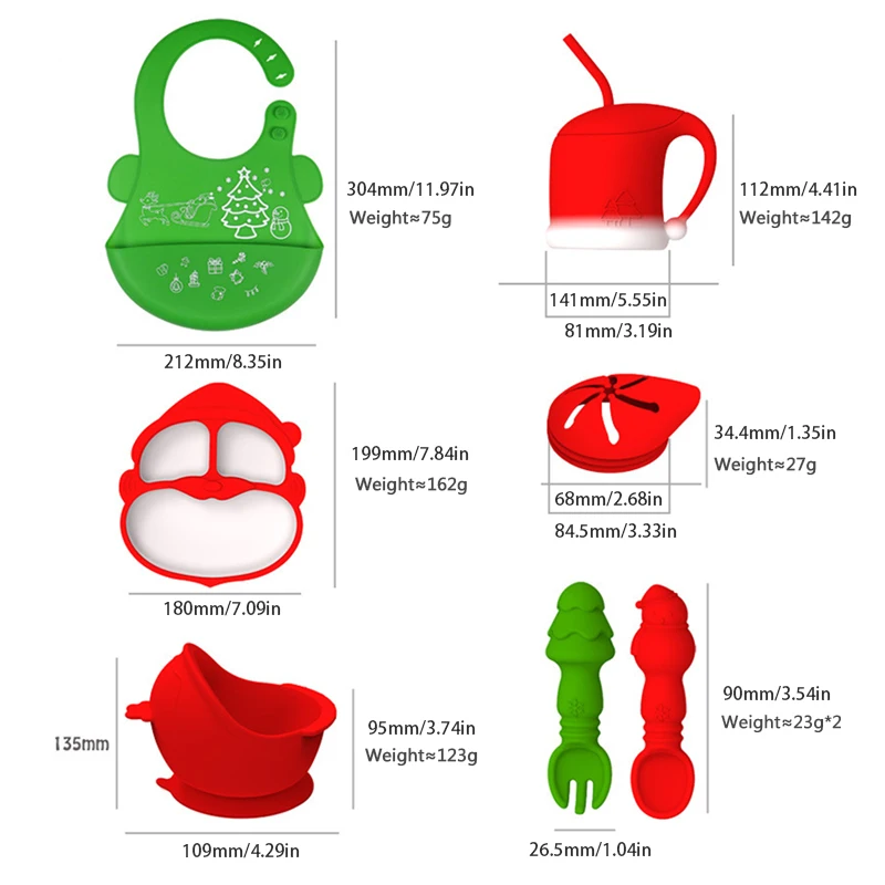 christmas suction cup silicone tableware silicone baby feeding sets baby plate spoons and forks tableware baby feeding set