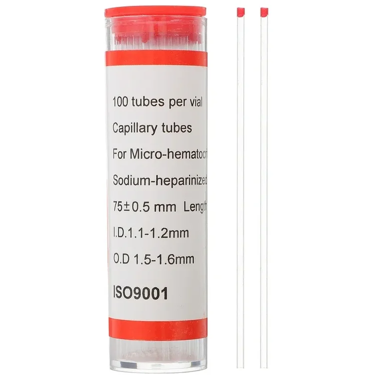 Blue Red Top Glass Micro Hematocrit Capillary Tube with Heparin