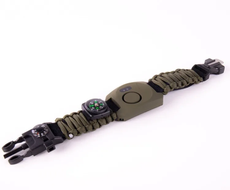HUAJU INDUSTRIAL Multi-Functional Wristwatch Personal Alarm with Outdoor Emergency Anti-Wolf Alarm and Umbrella Rope Strap