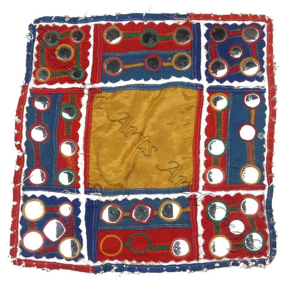 Vintage Indian Handmade Needle Multicolor Patch Kutch Rabari Embroidered Dresses Patches Yoke Boho Old Style Vintage Traditional