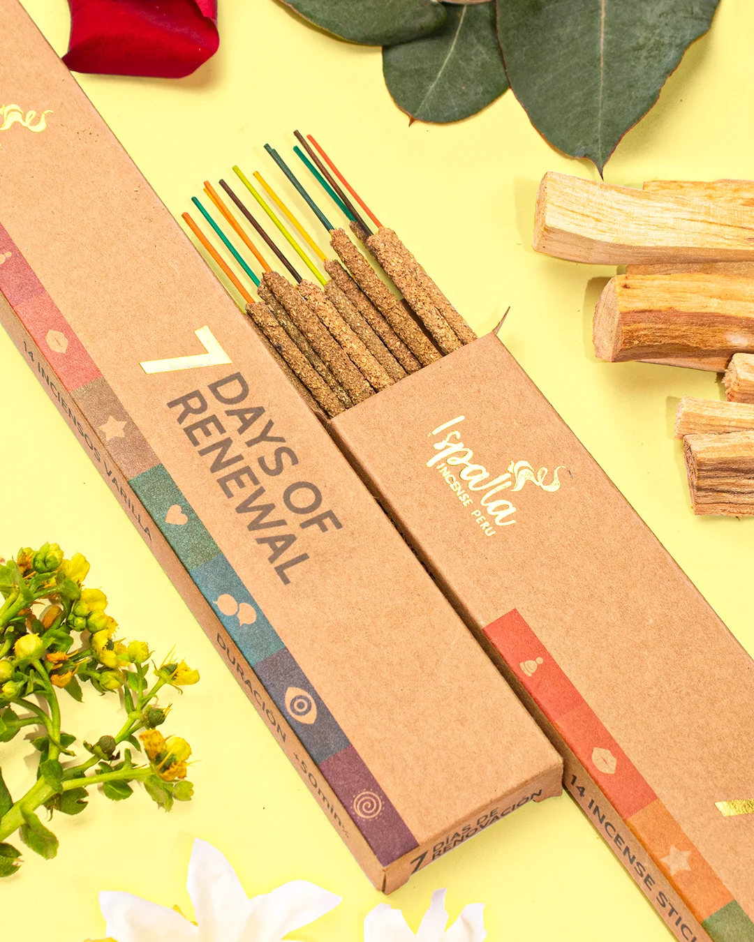 2024 New Ispalla 7 Days of Renewal Palo Santo Incense Sticks Mixed Scents Citrus Woody Sweet Natural Incense Peru