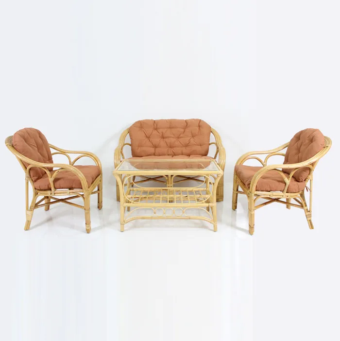 best seller Handmade rattan living room chair set luxury rattan living room furniture set