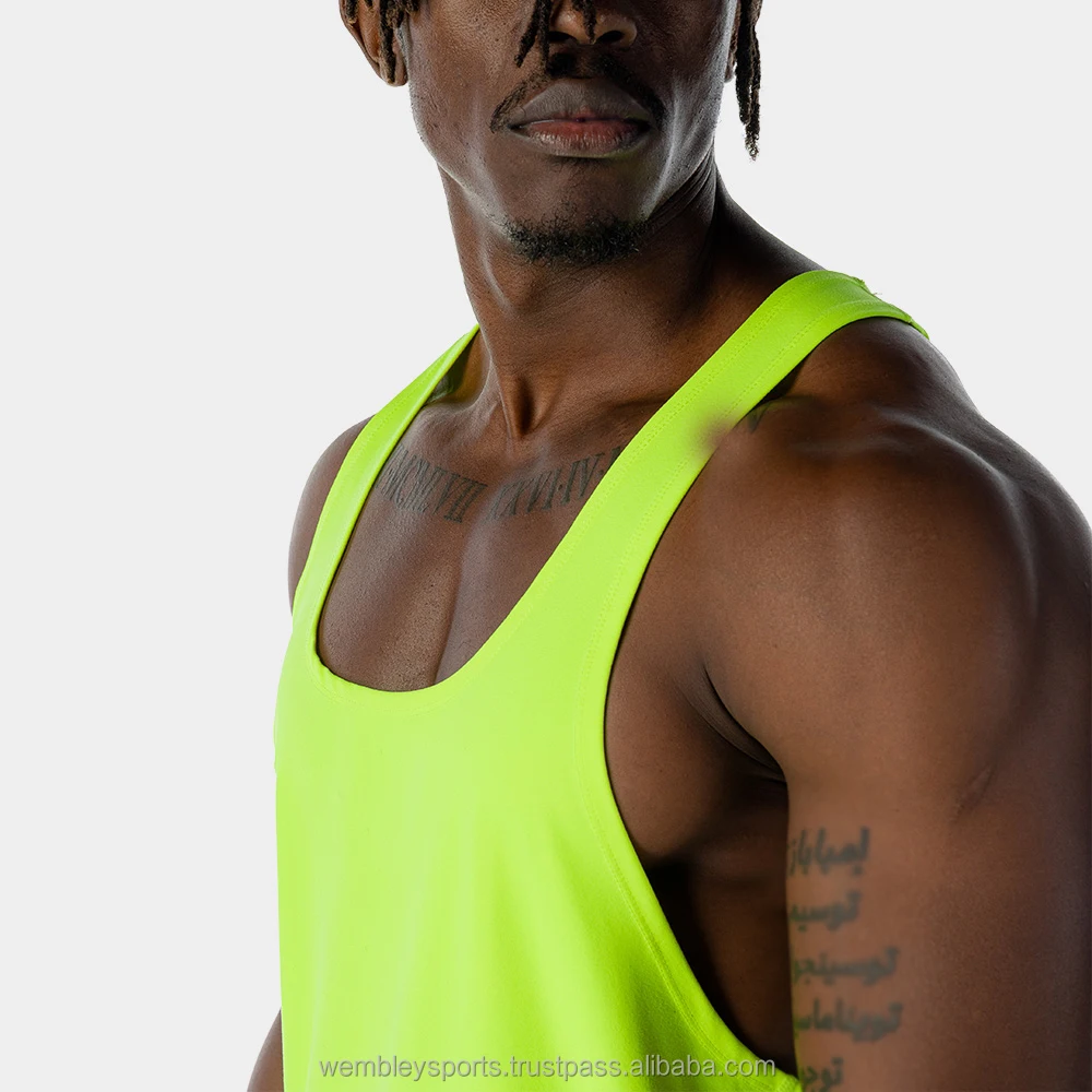 Custom logo plain blank mens gym stringer tank top High quality cotton sport body building fitness running Vest