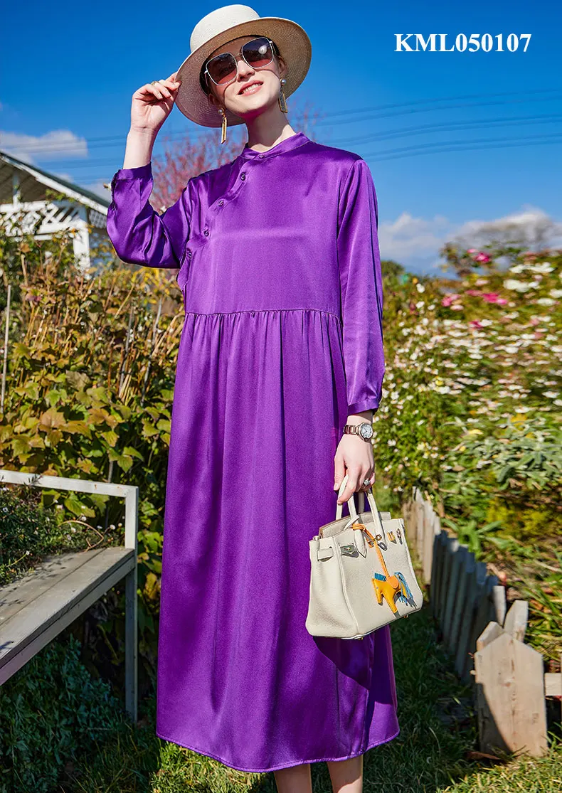 Wholesale Best Seller Design By Italy Latest Autumn Collection Solid Purple Beauty Dress For Women
