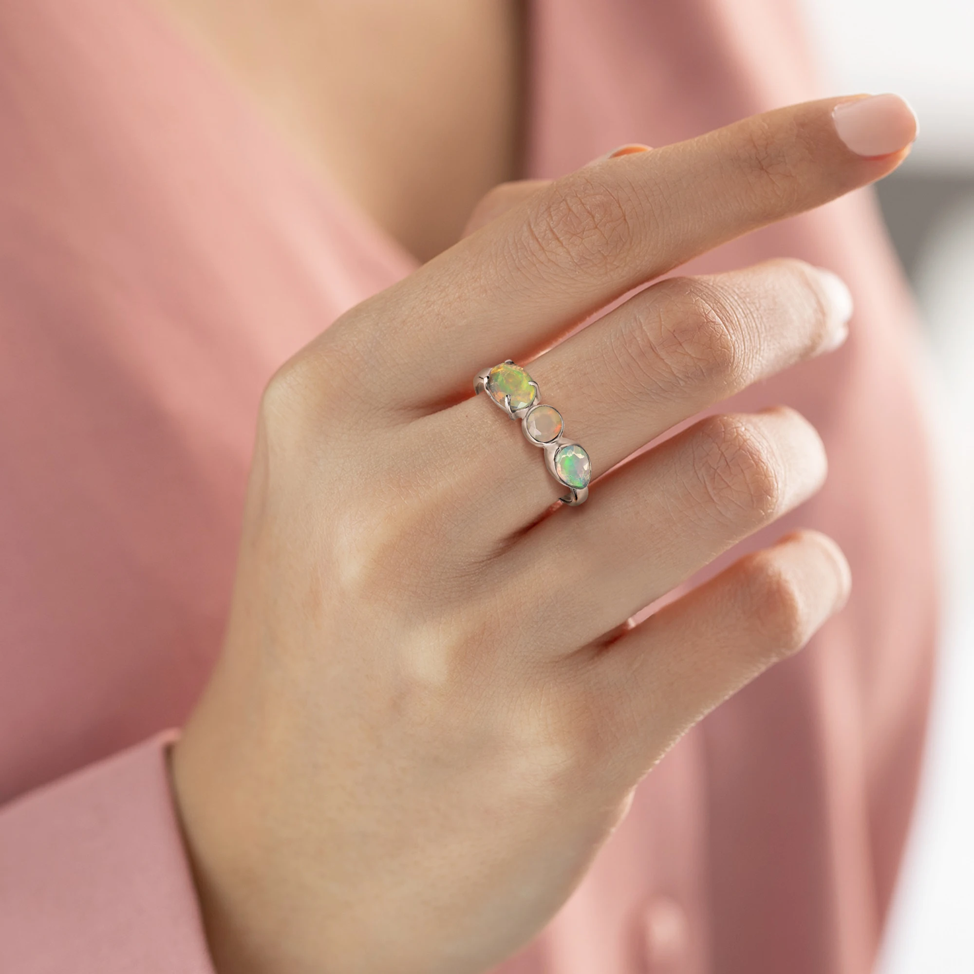 Unique New Collection 925 Sterling Silver Oval Round Pear Shape Ethiopian Opal Gemstone Ring Fine Jewelry Party Wear For Women