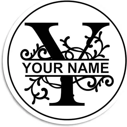 Customized Personalized Round Metal Sign Family Name Sign Monogram Letters Sign Wall Decor for Home Decor Indoor Outdoor