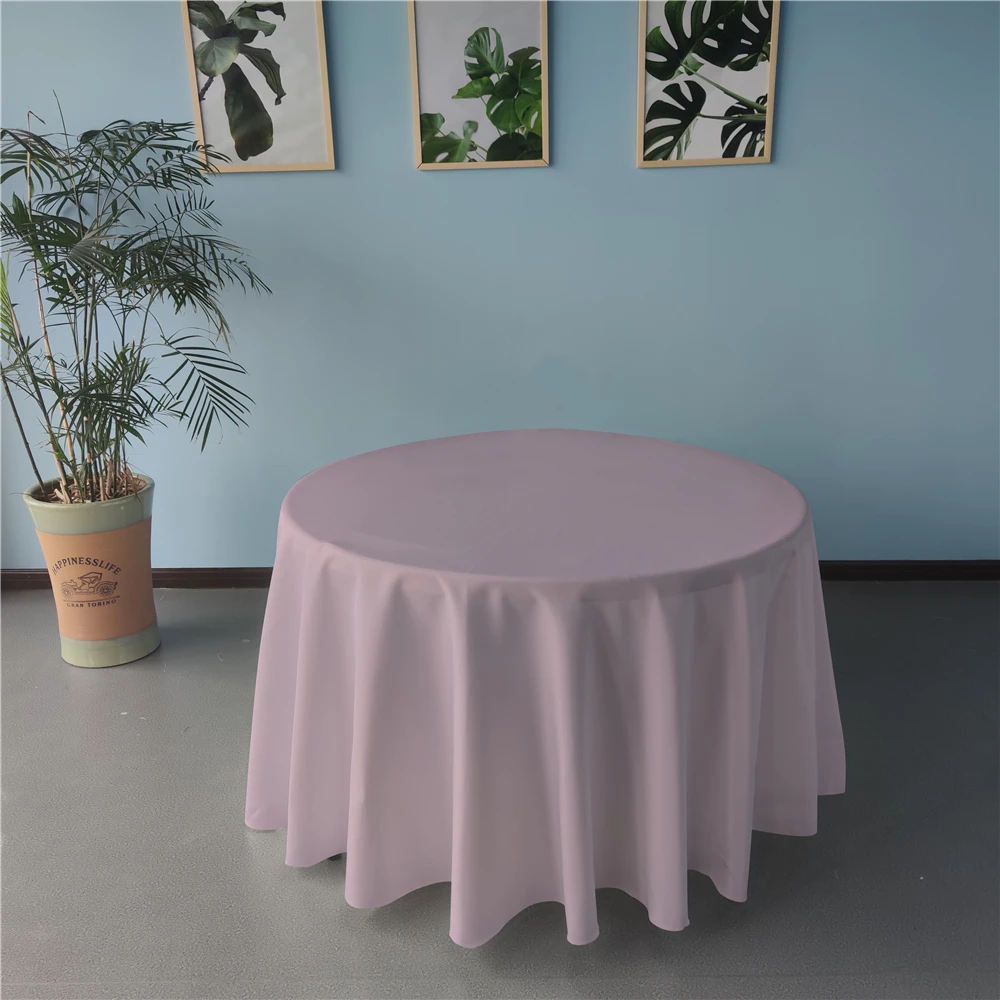 wholesale cheap custom fitted round tablecloth polyester white wedding table cloth