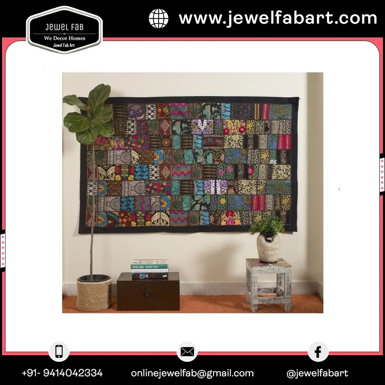 Wholesale Handmade Patchwork Wall Hanging Ethnic Vintage Bohemian Traditional Home Decor Tapestry Embroidered Wall Hanging