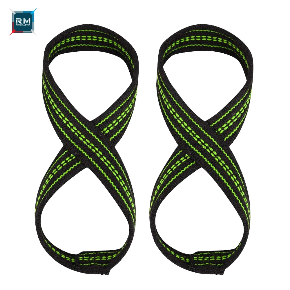 2024 Custom Non-Slip Weight Lifting Straps Heavy Duty Figure 8 Gym Training Fitness Accessory Made for OEM Size Service.