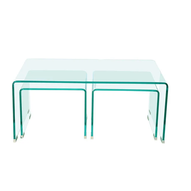 Modern design glass table living room bent glass coffee table tea table