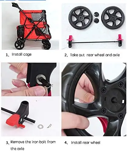 TH-PSP-007 New Design Four wheels Double-Decker pet stroller for medium Dog steel frame Oxford fabric