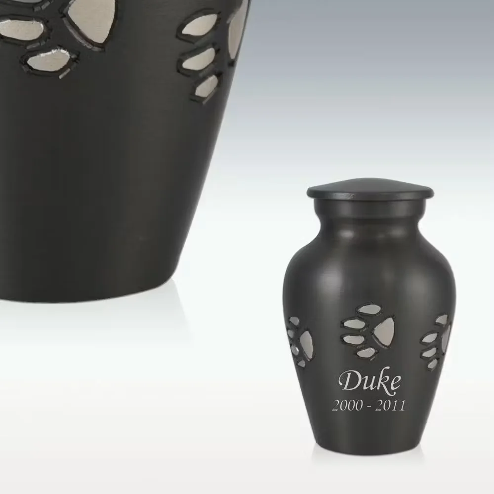 New Paw Designing Metal Cremation Urn High Quality Matt Black Coating Finishing Aluminum Cremation Urn For Table Decoration