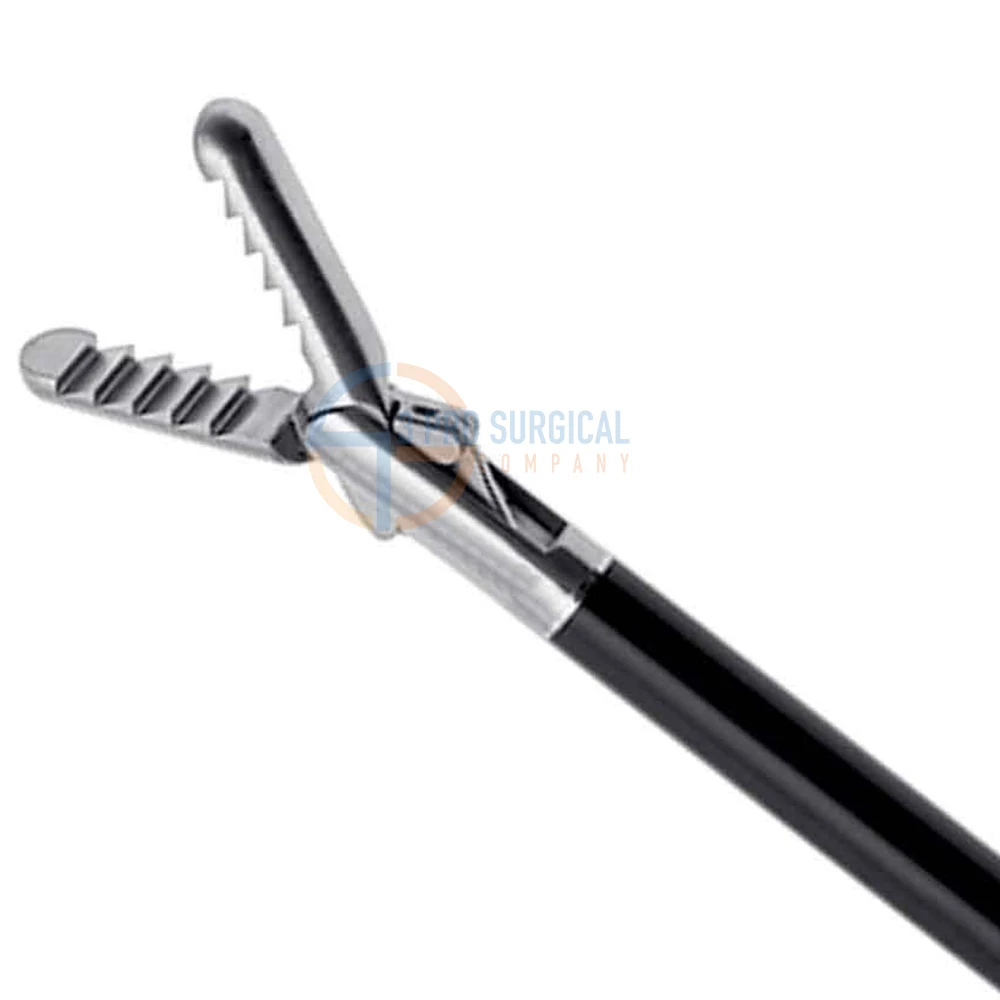 3PRO Fenestrated Grasper Fixation forceps 40mm Double Action Jaws slightly flat jaws 5mm x 45cm