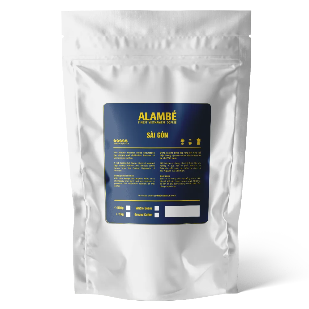 Cheap Price Alambe Sai Gon Whole Bean Coffee 1kg Morning Drink French Roasted Pure Arabica & Robusta For Vietnamese Coffee Phin