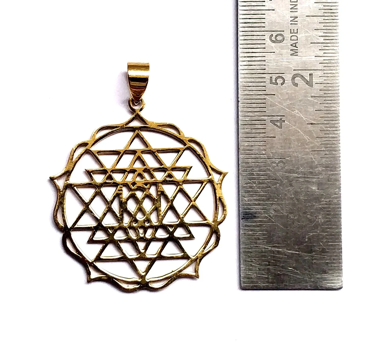 Латунный кулон Shree Yantra Yogo простой латунный золотой цвет Shri Chakra