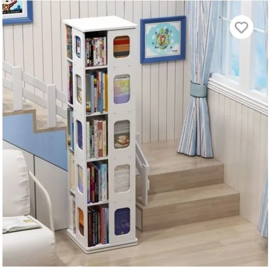 Top choice PVC Desktop Home Office 5 tiers round Rotating bookshelf multifunction and conveniently used in saving space