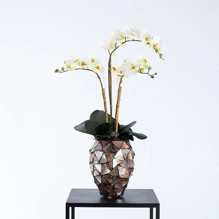 Hot Top Product Capiz Mother of Pearl Round Cylinder Vase Table Decoring Good Price Dinnerware Food Table