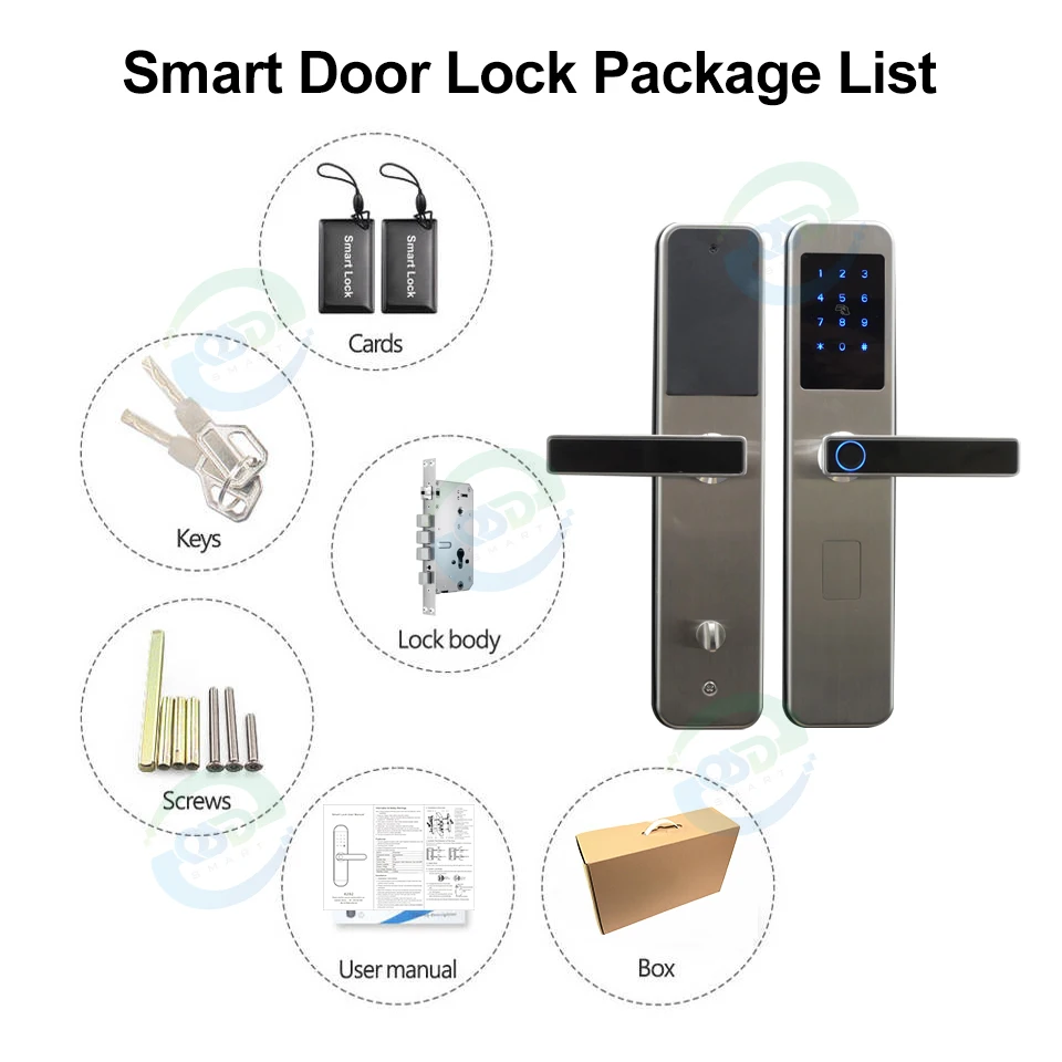 Waterproof Security Smart Lock WIFI Tuya TTlock APP Electronic Digital Biometric Handle Keyless Fingerprint Door Lock for Home