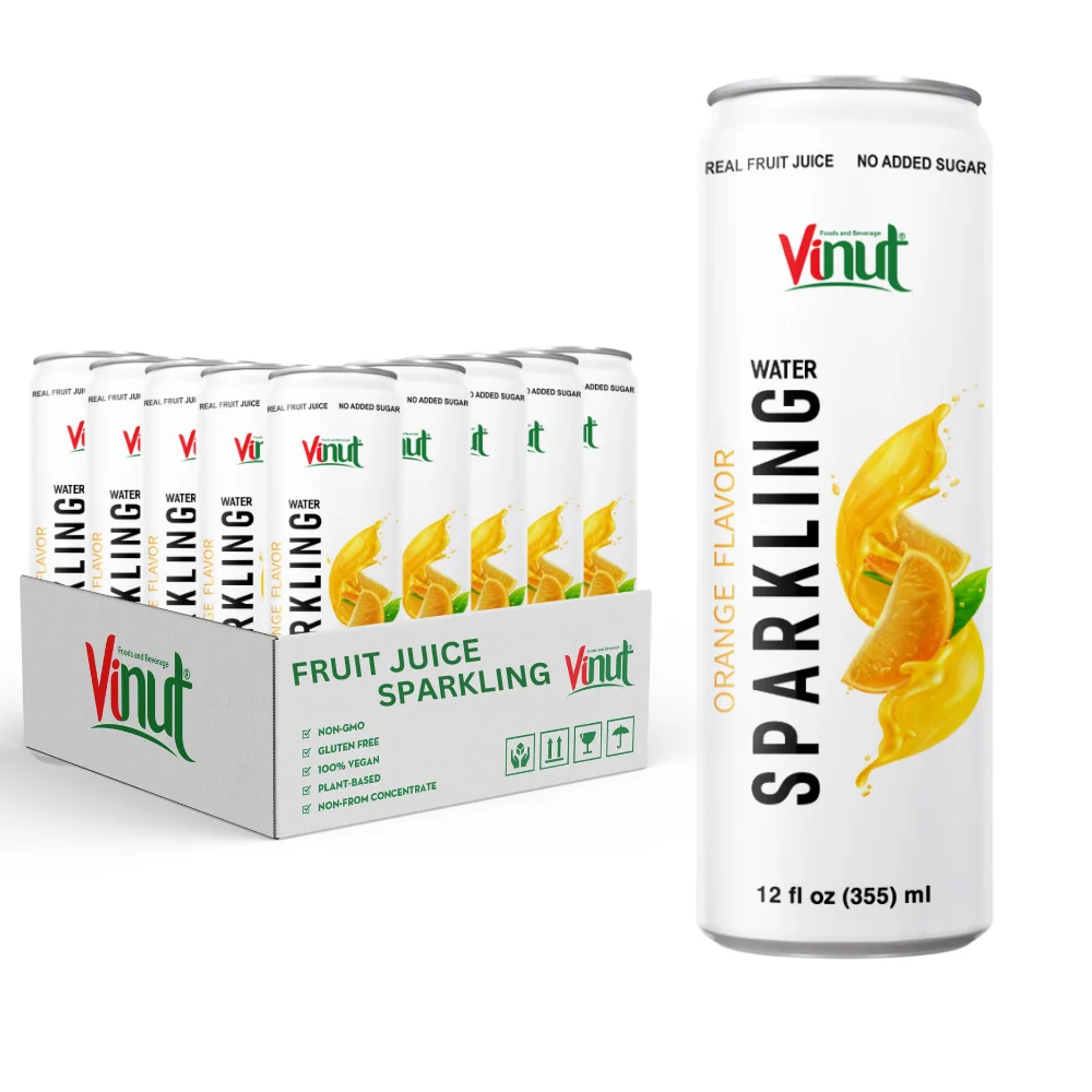 Free Sample 355ml Orange Fruit Juice Sparkling Water Drink Wholesale Soft Drink From Vietnam Private Label OEM
