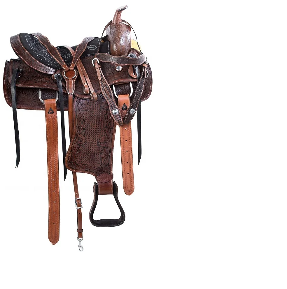 Manaal Enterprises Classic Quality Handmade Premium Leather Comfort Western Barrel Racing Trail Equestrian Horse Saddle Tack Set