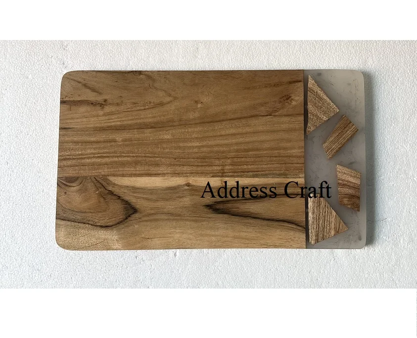 Factory Wholesale Price Acacia Wood Cheese Cutting Board New Style Chopping Board Natural Wood Resin Cheese Platter Kitchen Tool