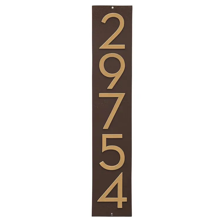 Floating 1Line Vertical House Number Plaque Sign Solid Cast Aluminum Numbers On A Solid Aluminum Backplate Modern Style Custom