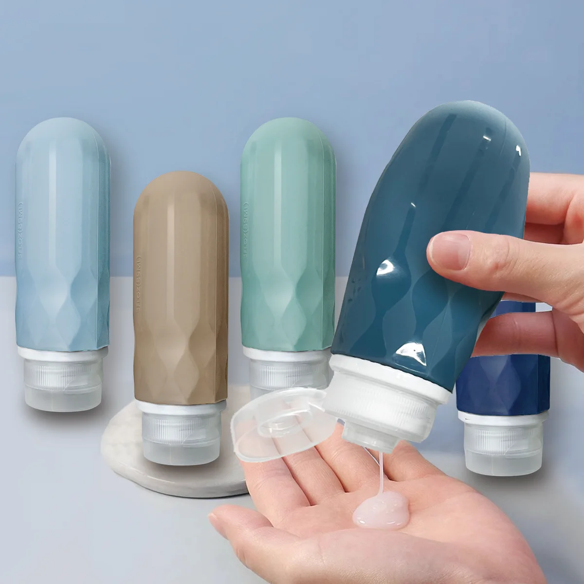 OEM 89ml\\/3oz Leak Proof Portable 5pcs Set Travel Bottle Kit BPA Free Refill Silicone Travel Bottles For Toiletries