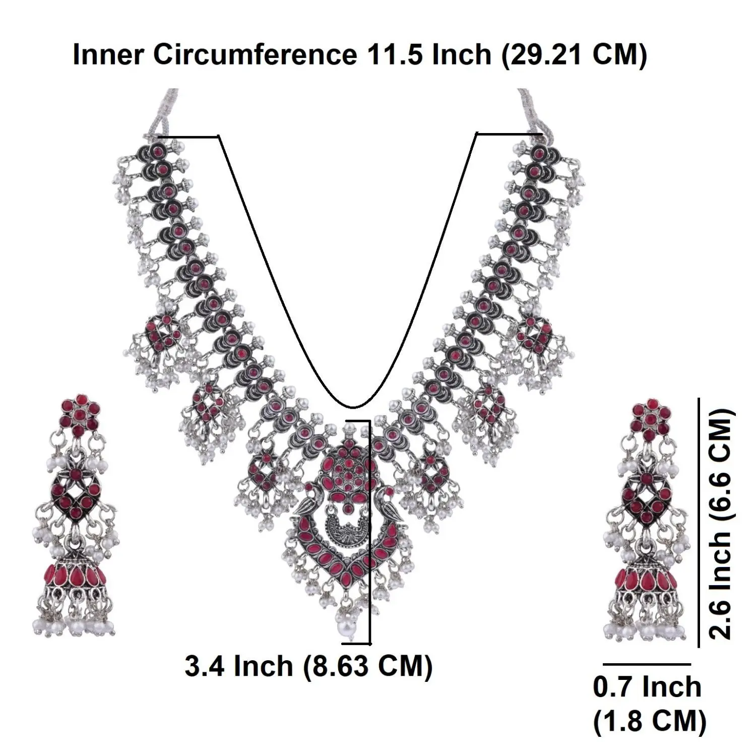 Indian Wholesaler Oxidized Antique Bohemian Faux Pearl Crystal Stone Necklace Jhumka Jhumki Earrings Jewelry for Women