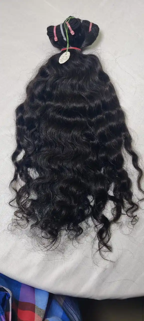 Indian Natural Uncrossed Raw Human Hair Bundles  Indian Machine Double Weft Hair Extensions A1 Grade Brand