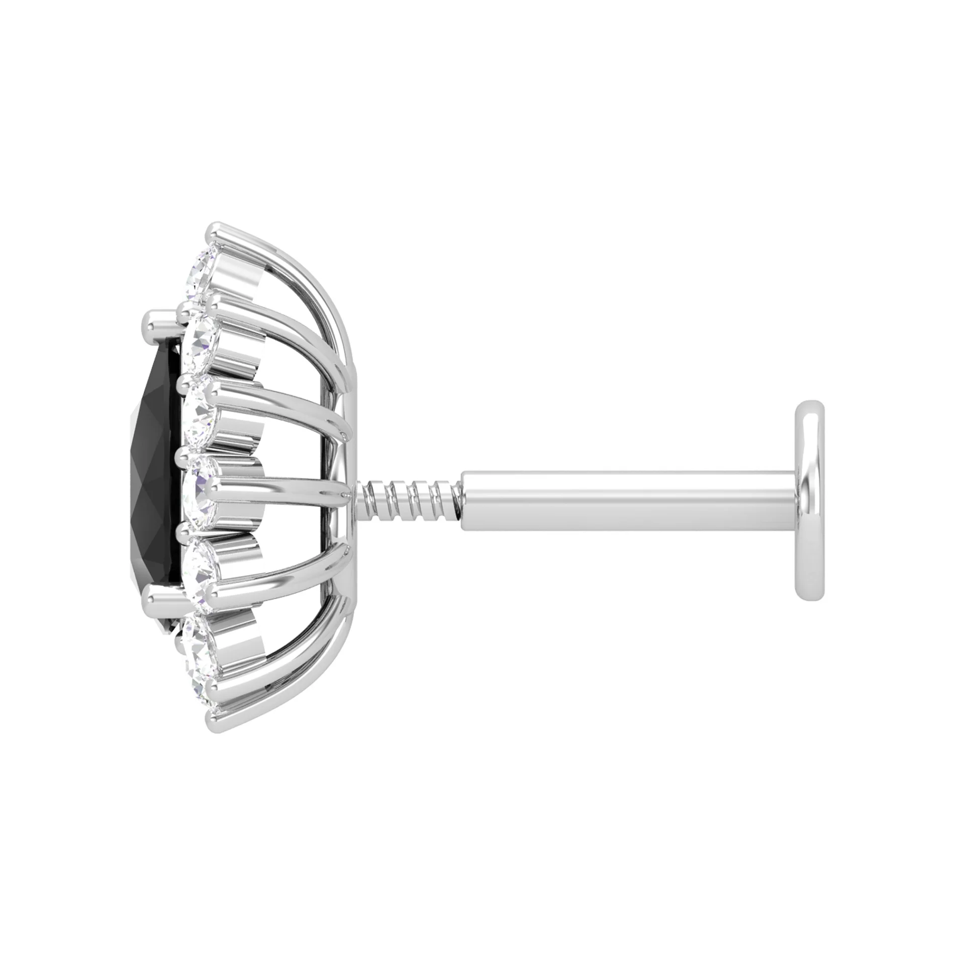 Beautiful Classic Natural Pear Diamond And Onyx Stud Earring Birthstone Earring For Women AAA+ 18K Yellow Gold Gemstone Jewelry