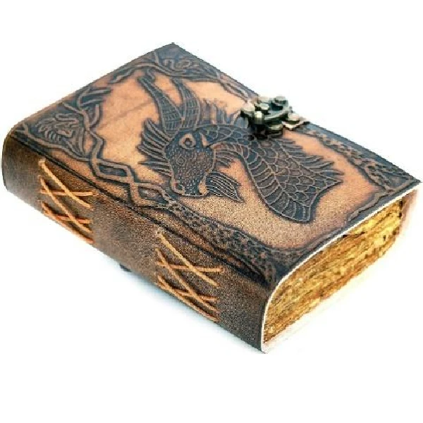 Vintage paper journals Deckle edge Paper Celtic Unicorn Leather Embossed Journal with lock Blank Notebook sketchbooks and dairy