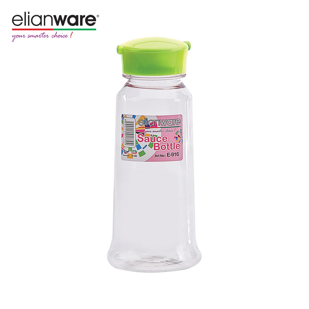Elianware 250ml Wholesale Customized Sauce Bottle PET Plastic BPA Free Spice Jar Oil And Sauce Bottle With Flip Top