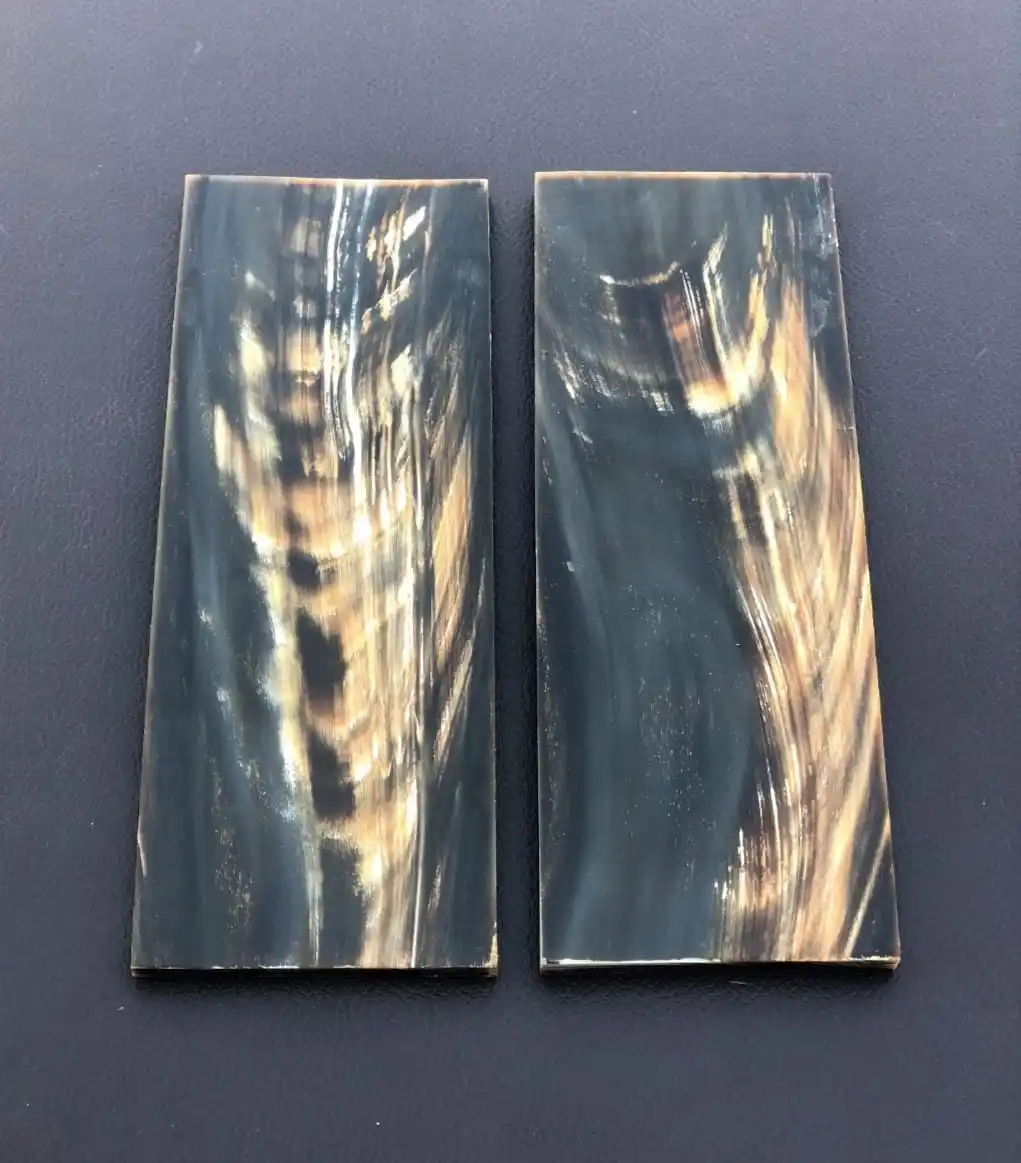 Hand Made Natural Indian Water Buffalo Horn Plates for Custom Eyewear Black with White Spot Streaks Agate by Mehak Impex