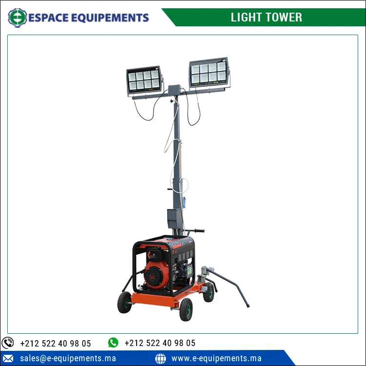Переносная световая башня прицепа высотой 1800-4800 мм для общего строительства и бетонной отделки ночью
