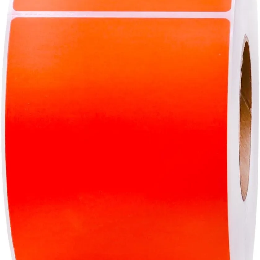 Fluorescence Orange Green Thermal Transfer Labels, 4 x 6 Inches, 3 Inch Core, 1000 Labels/Roll-Perforated, Ribbon Required