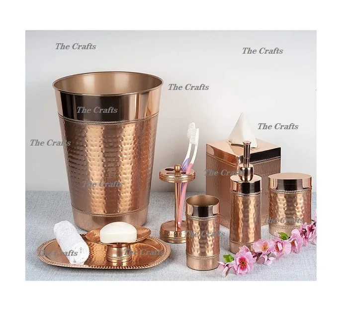 Fabulous Design Metal Gold Color Bathroom Set Of 7 Different Shape For Home And Hotel Bathroom Accessories