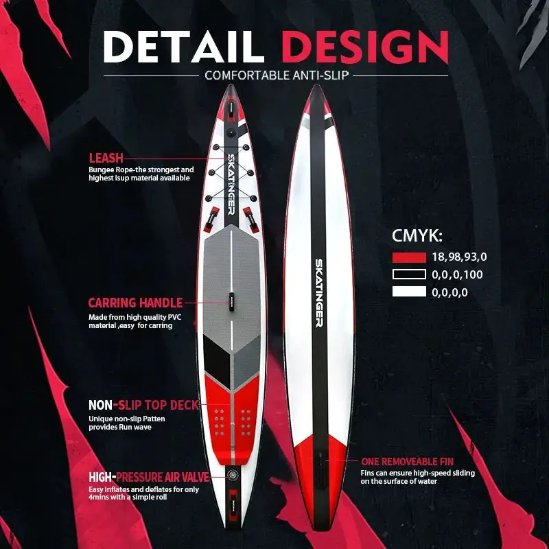 HOT PRODUCT Skatinger OEM Long Paddle Board Surfboard Racing Board Stand Up Sup With Factory Price RED