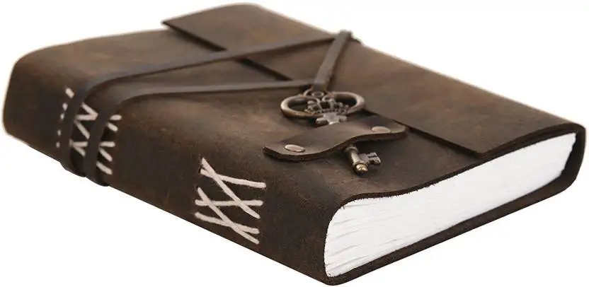 Genuine Leather vintage Cover Journal With Key NoteBook or Diary or sketch book With Handmade Paper calligraphy note book