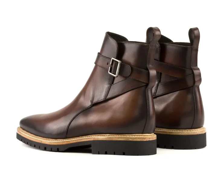 Classic Plaid Design Good Quality Comfortable Leather Chelsea Boots for Men Waterproof Anti-Slip round Toe Slip On Autumn Season