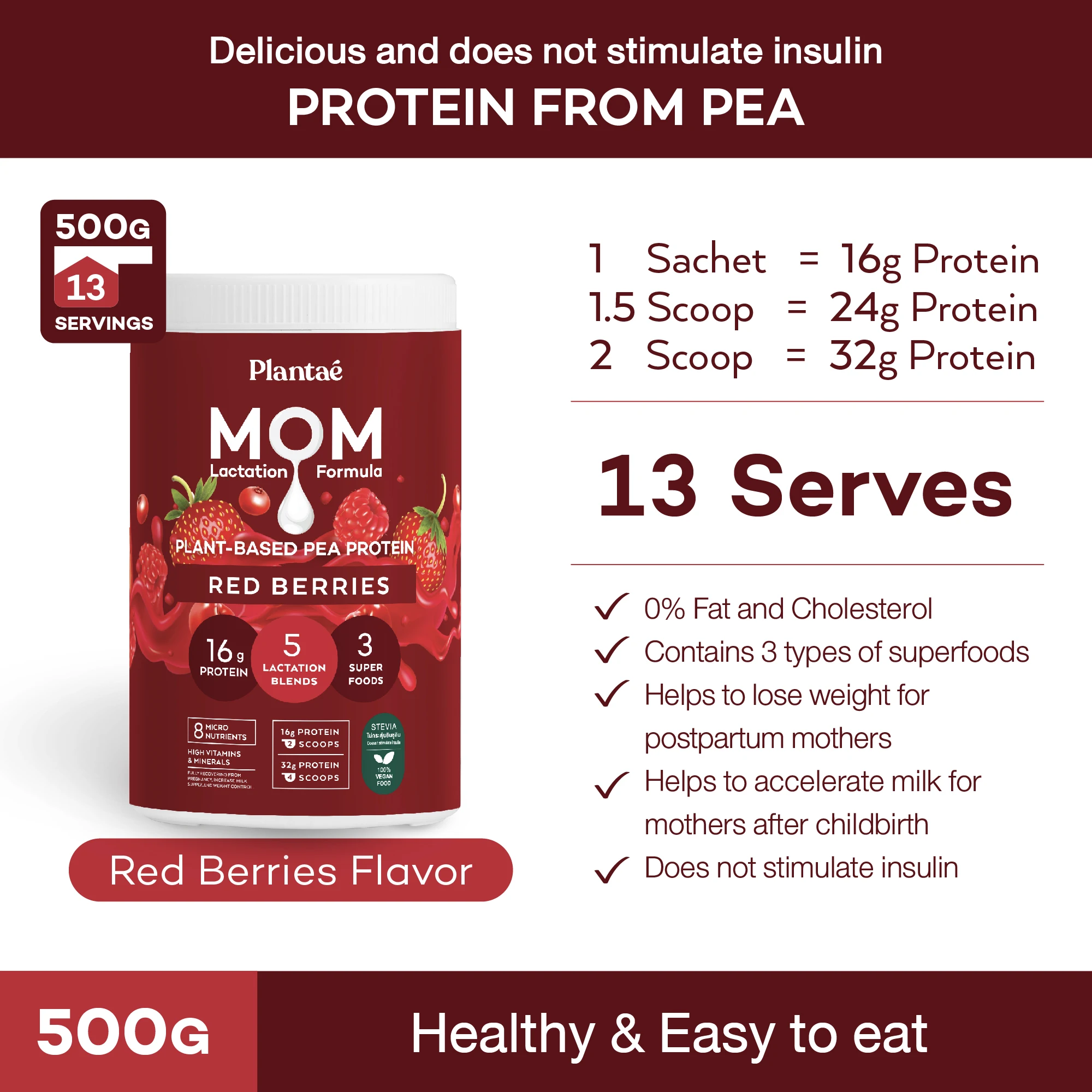 Highly Recommended Best Seller Plant-based Lactation blend Red Berries for Mom Health Care Product from Thailand