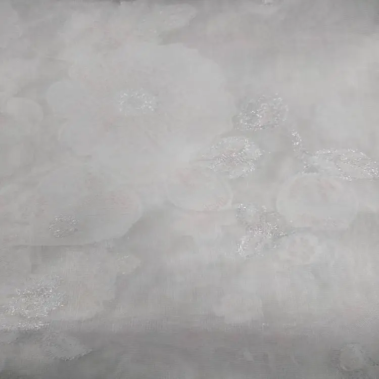 WT033 Jacquard  Polyester light Bridal Wedding Organza Fabric