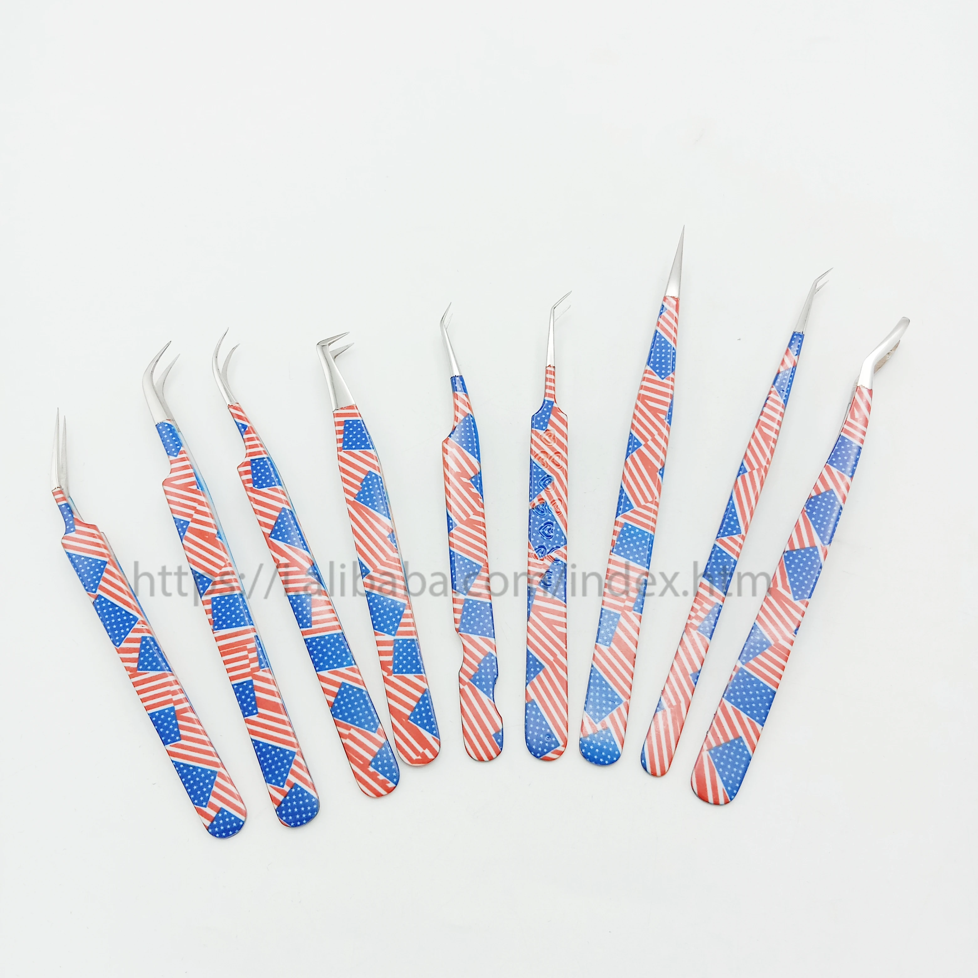 Wholesale Eyelash extension tweezer color paper coadding silver  tip with high quality eyelash tools kits lash tweezers