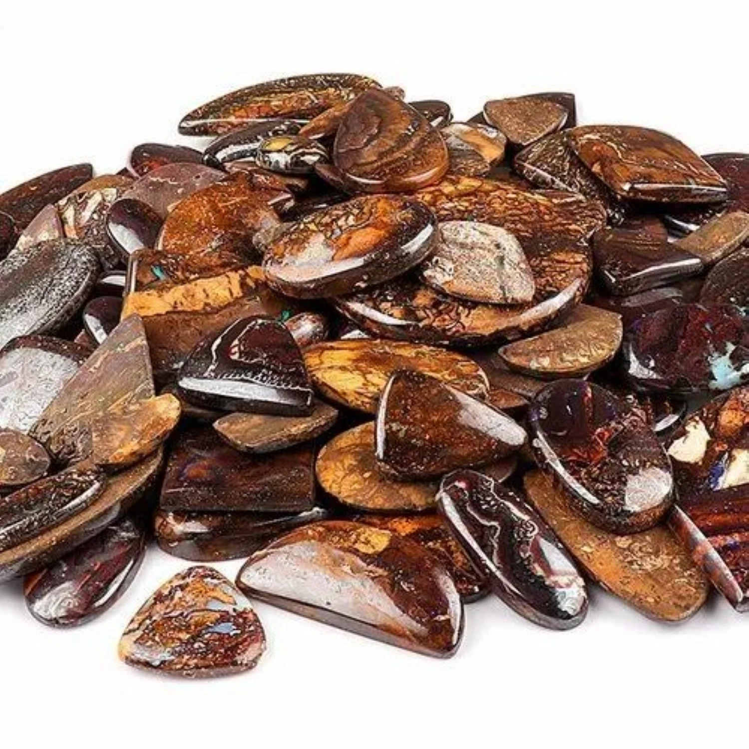 Wholesale Natural Polished Mix Brown Boulder Opal Gemstone Plain Cabochon Loose Gemstone Lot Mix Shape Size For Jewelry Making