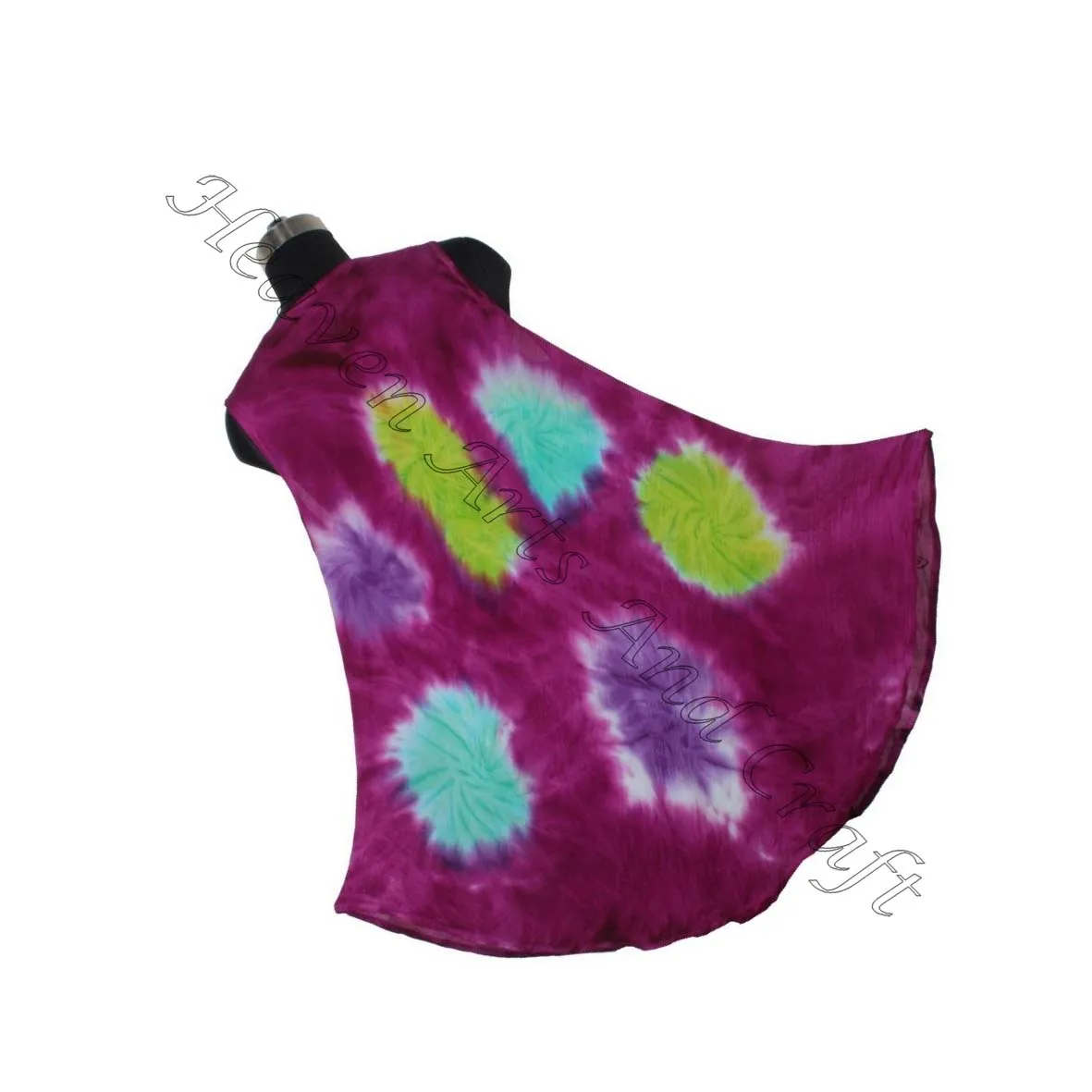 Made In India Round Neck Bohemian Style Tie Dye Beach Wear Sundress Summer Festival Boho Cover Up Maxi Dress