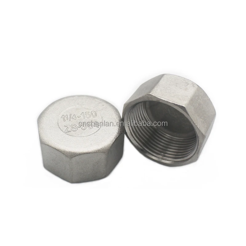 SS304 Pipe Fitting 1/2 inch 3/4 inch BSP Female Thread Stainless Steel Hex Cap For Plumbing