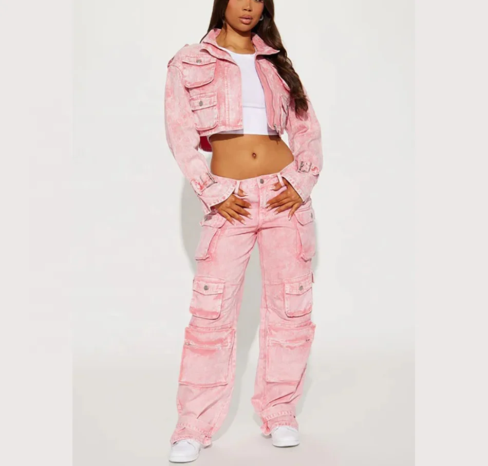 Wholesale Fashion Ripped Jeans Womens Denim pants Side Pocket New Trouser Pant For Woman Cargo Pant Jeans